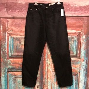 AG high waist tapered leg the phoebe blk jeans 30